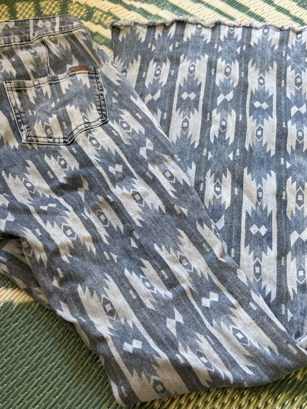 Women's Gray Patterned Wide Leg Jeans 27x34